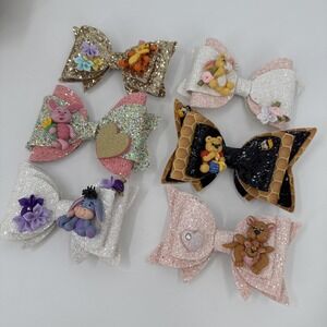 Disney Handmade Sparkly Bows With Characters Vintage NEW Unique Find